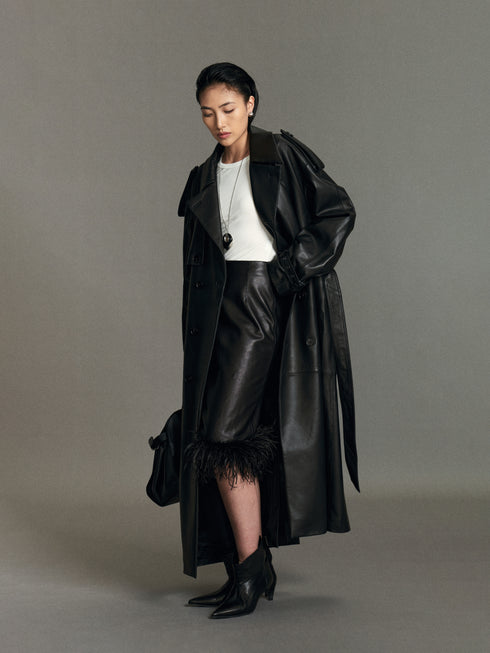 Liv Leather Trench Coat