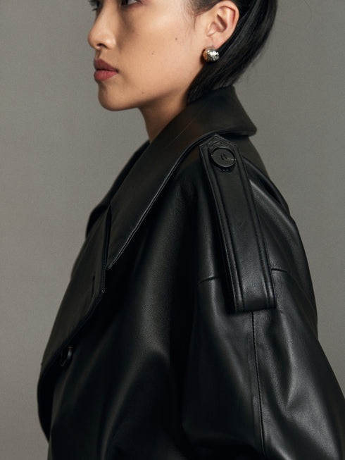 Liv Leather Trench Coat