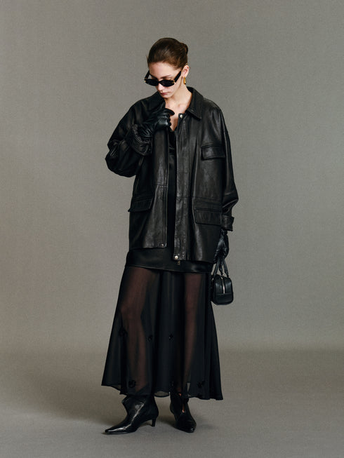 Runa Cape Leather Jacket