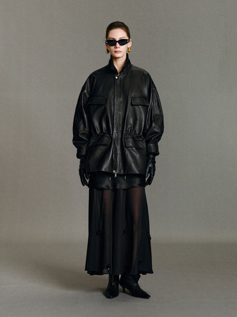 Runa Cape Leather Jacket