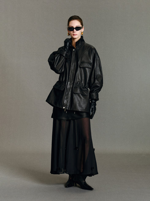 Runa Cape Leather Jacket