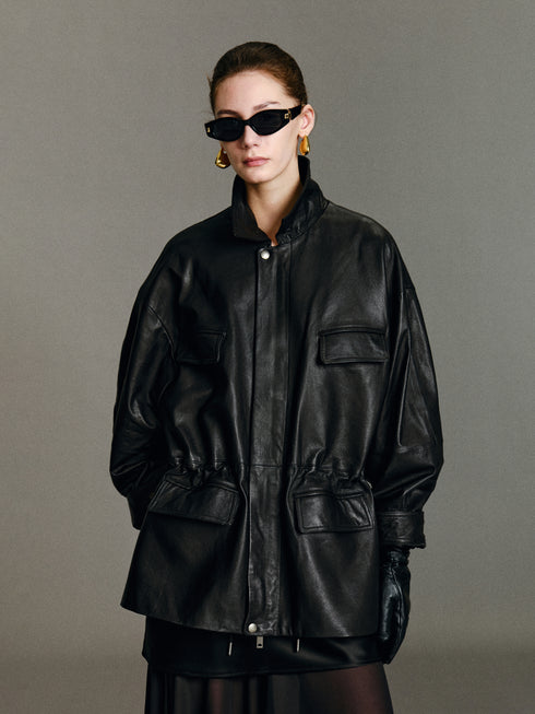 Runa Cape Leather Jacket