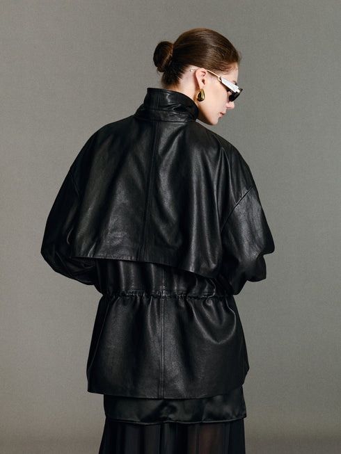Runa Cape Leather Jacket
