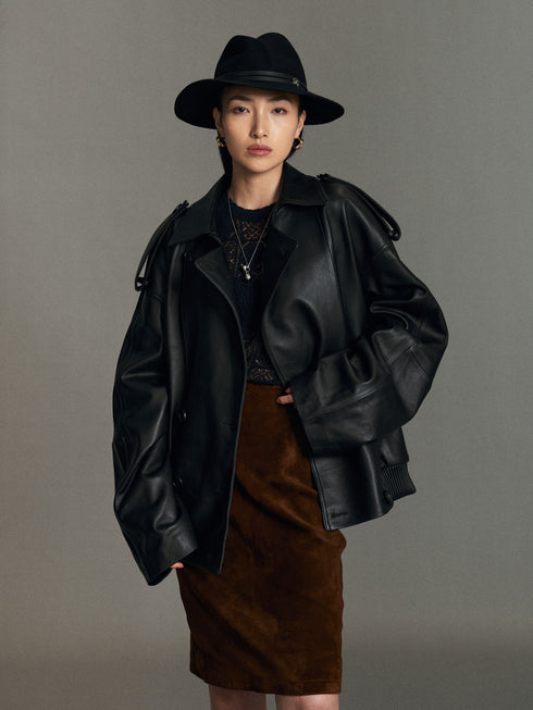 Alba Cape Leather Bomber