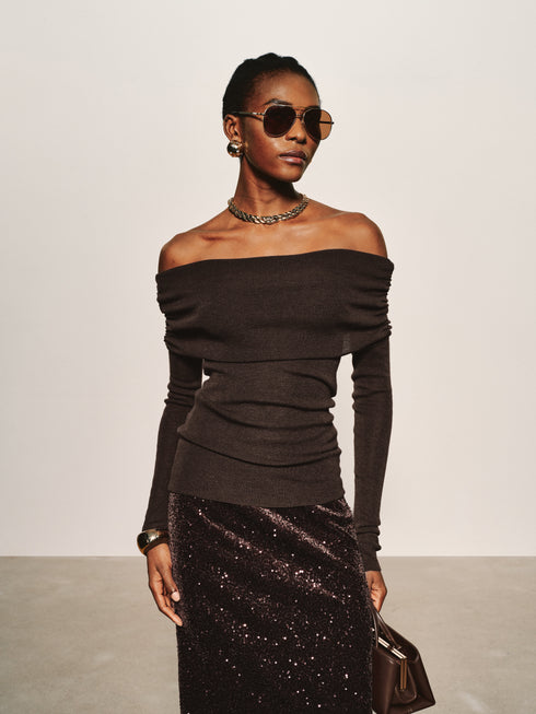 Bardot Folded Wool Top