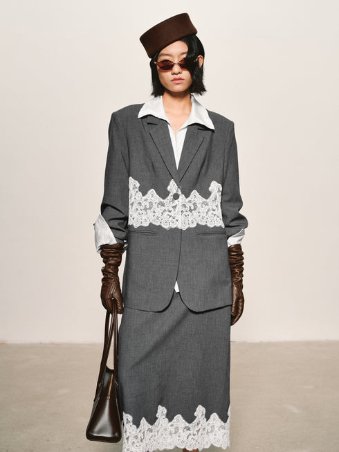 Filigree Spliced Blazer