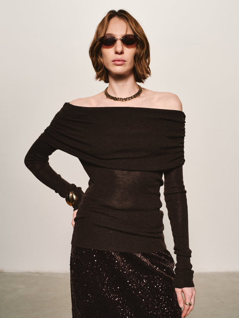 Bardot Folded Wool Top