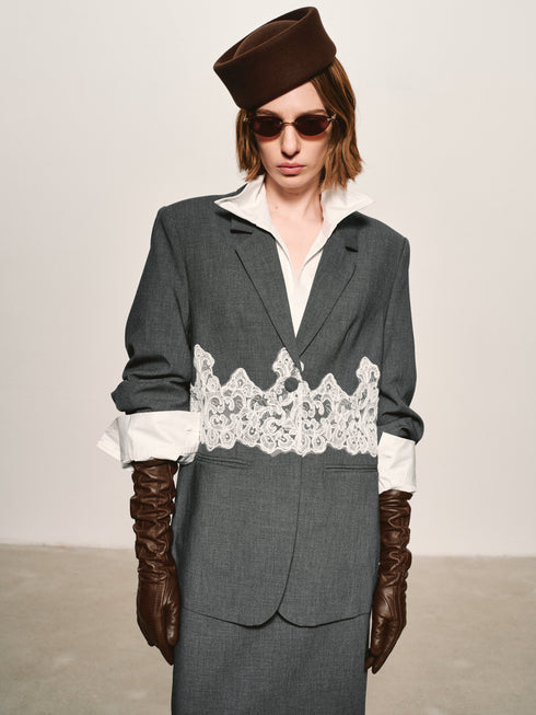 Filigree Spliced Blazer