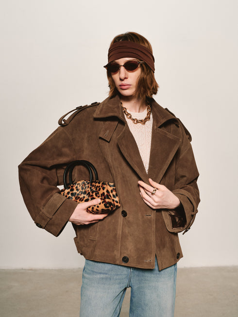 Suede Double-Breasted Caban