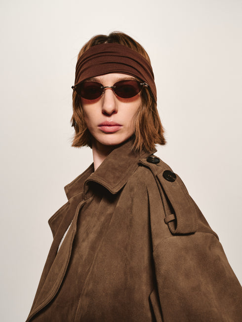 Suede Double-Breasted Caban