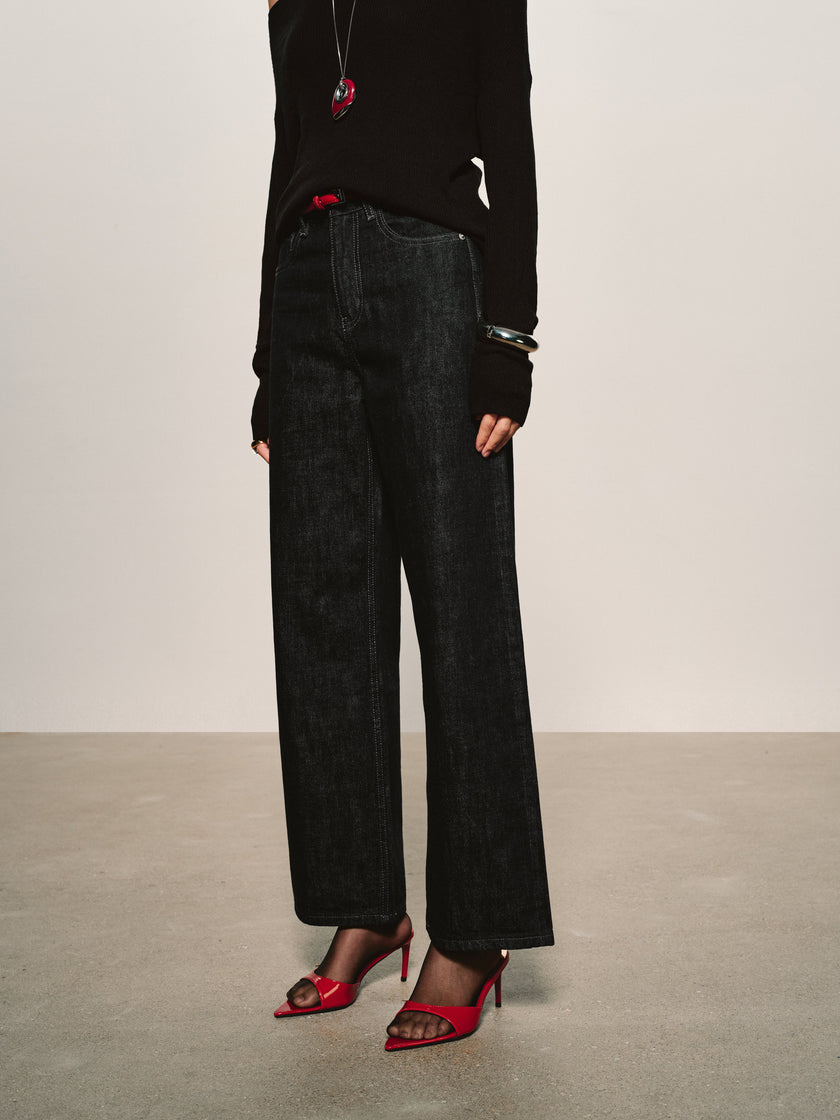 Rigid Cotton Wide-Leg