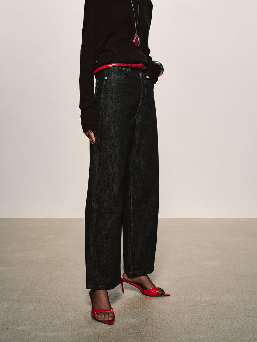 Rigid Cotton Wide-Leg