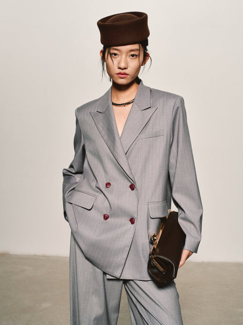 Pinstripe Wool-Blend Blazer