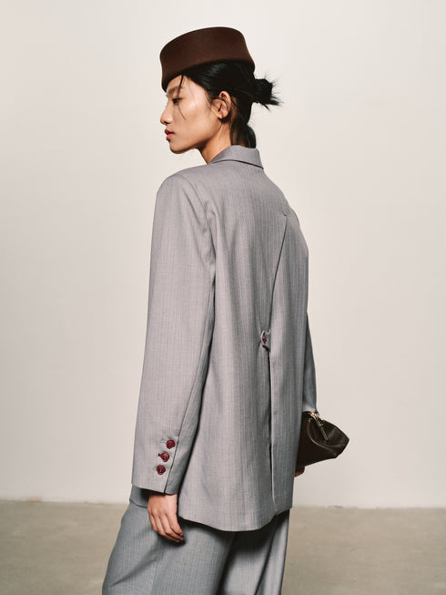 Pinstripe Wool-Blend Blazer