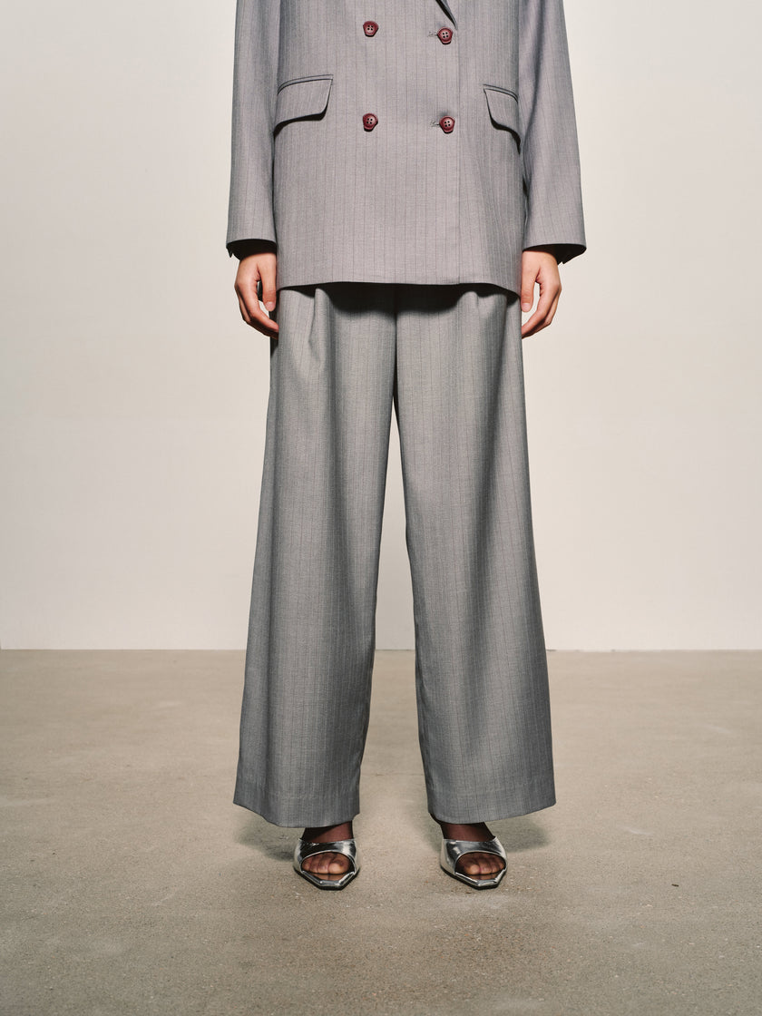 Pinstripe Wide-Leg Trouser