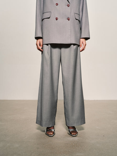 Pinstripe Wide-Leg Trouser