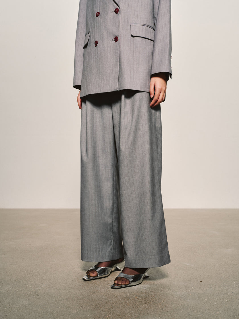 Pinstripe Wide-Leg Trouser