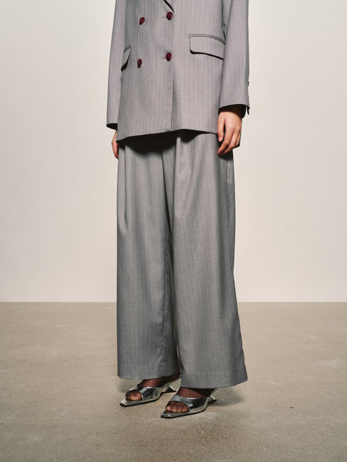 Pinstripe Wide-Leg Trouser