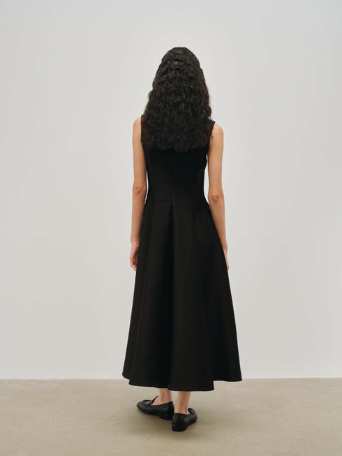 Robe évasée cintrée couleur terre d’ombre