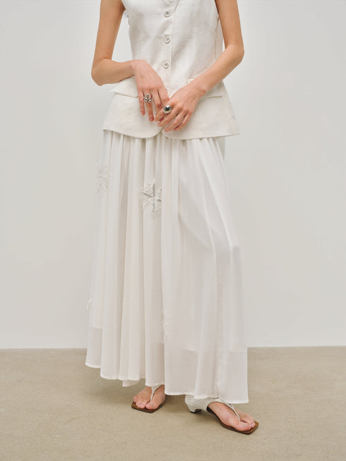 Aeris Embroidered Sheer Skirt