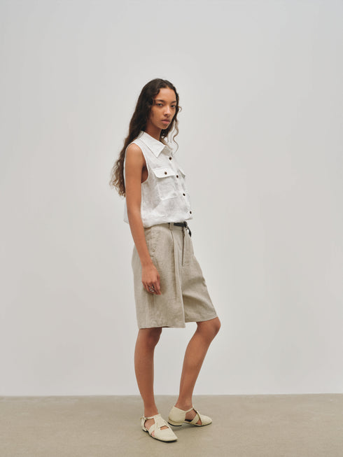 Shorts de lino con pliegue Islet