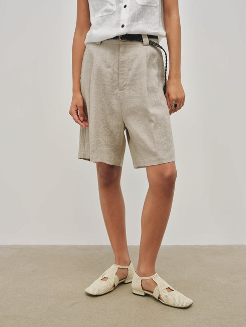Shorts de lino con pliegue Islet