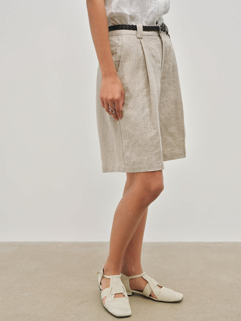 Shorts de lino con pliegue Islet