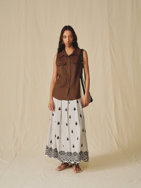 Solenne Border Skirt