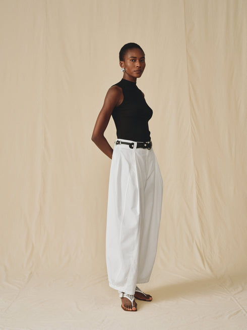 Tencel-Weite Hose mit Gรผrtel
