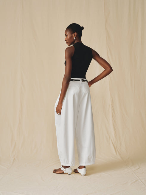 Pantalones anchos con cinturón de Tencel
