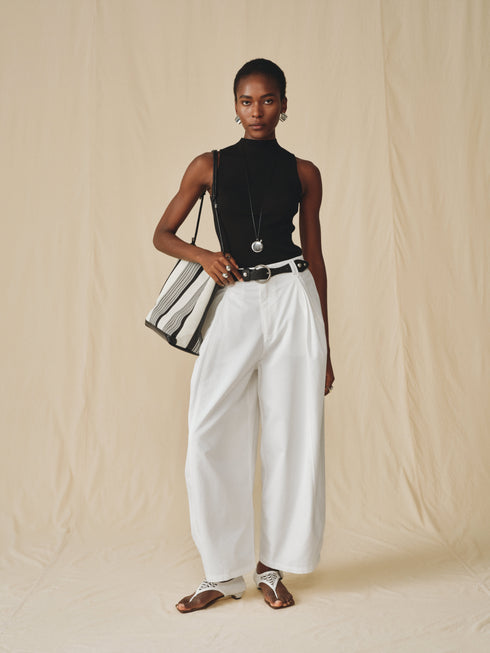 Pantalones anchos con cinturón de Tencel