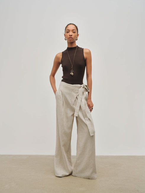 Solace Pantalones de lino cruzados