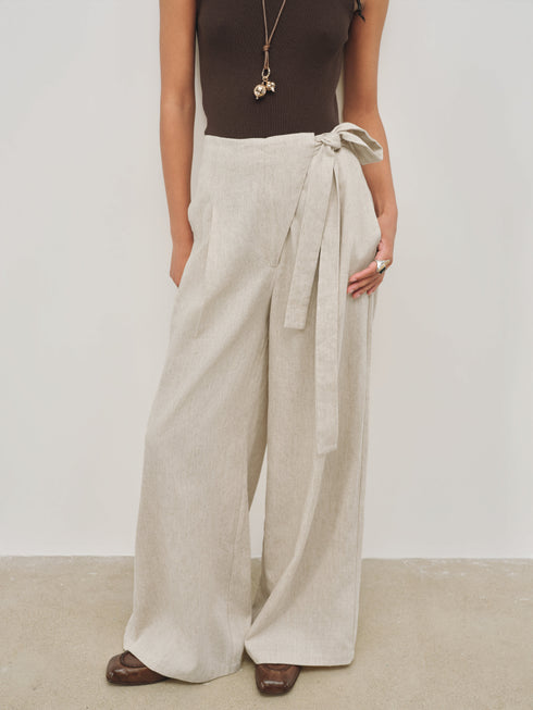 Solace Pantalones de lino cruzados