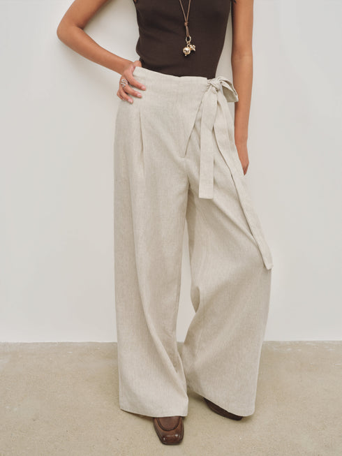 Solace Pantalones de lino cruzados