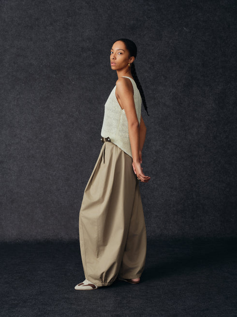 Pantalones anchos con cinturón de Tencel