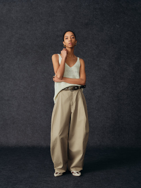 Tencel-Weite Hose mit Gรผrtel