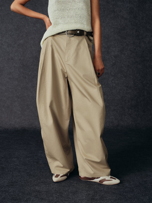 Pantalones anchos con cinturón de Tencel