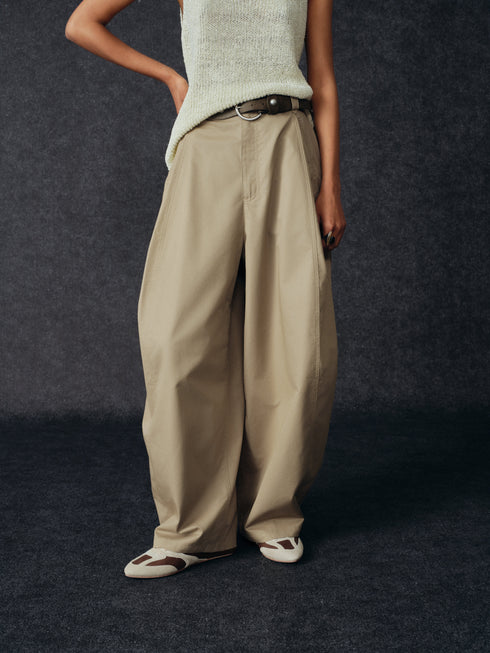 Pantalones anchos con cinturón de Tencel