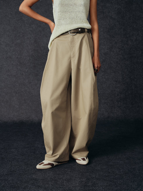 Tencel-Weite Hose mit Gรผrtel