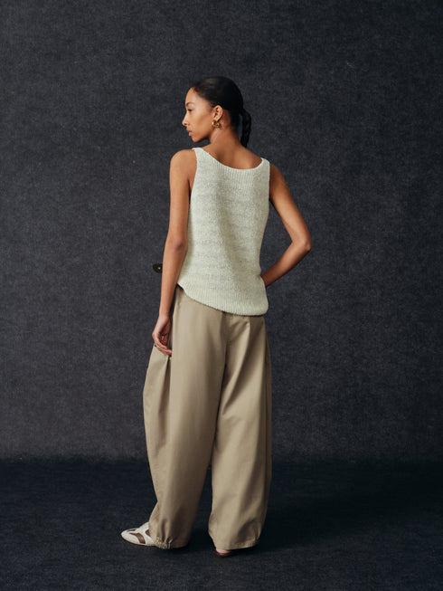 Pantalones anchos con cinturón de Tencel