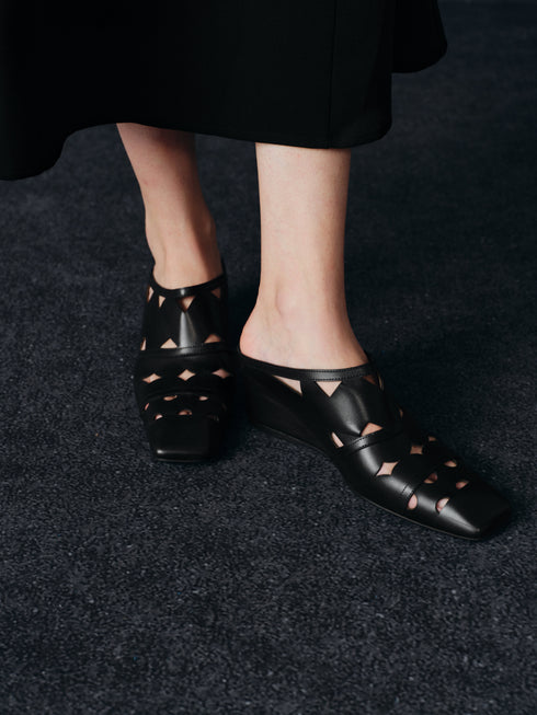 YAOSAN Mules ajourées en cuir