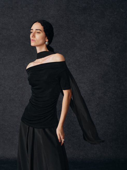 Lune Asymmetric Scarf Top