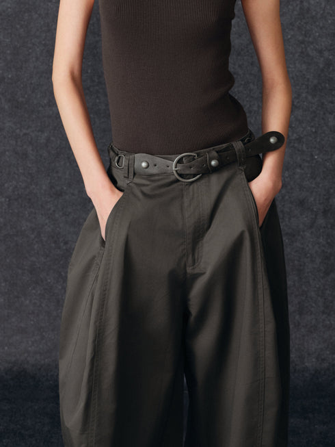 Tencel-Weite Hose mit Gรผrtel