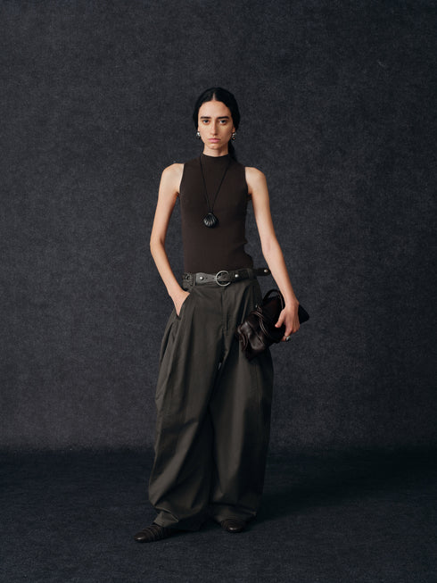 Tencel-Weite Hose mit Gรผrtel