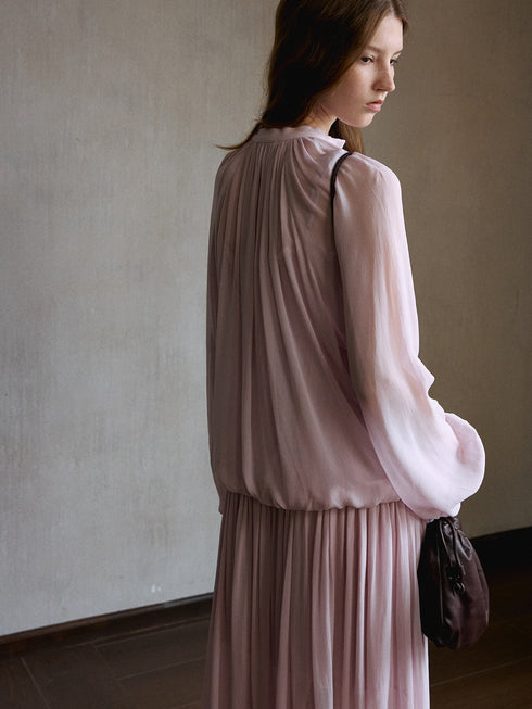 Inkveil Gathered Sheer Shirt