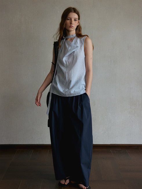 Zephyr Asymmetric Tie-Neck Top