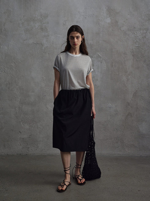 Umber Satin Drawstring Skirt