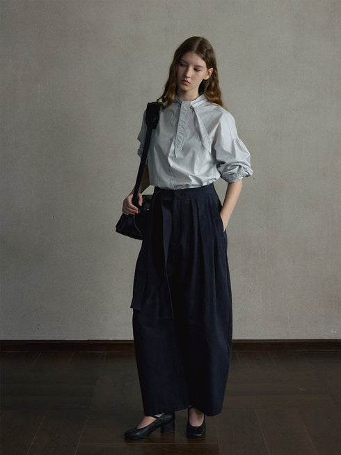 Lune Scarf-Collar Shirt