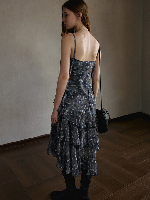 Quartz Asymmetric Ruffle Dress