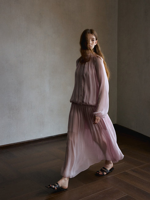 Inkveil Gathered Sheer Shirt